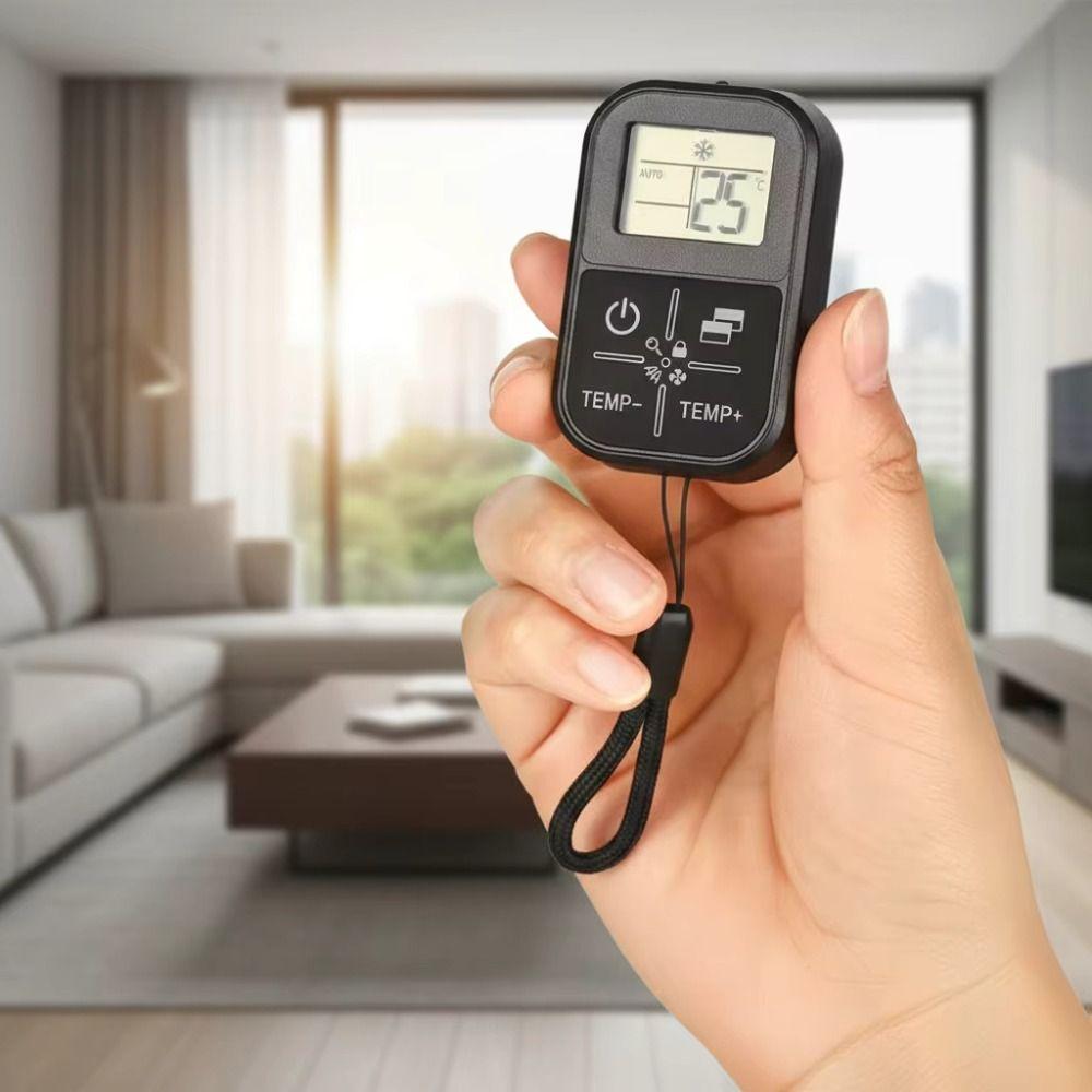Temperature Display Universal Remote Control CR1111 Battery Mini Size AC Remote Control Portable Handle Thermometer Function