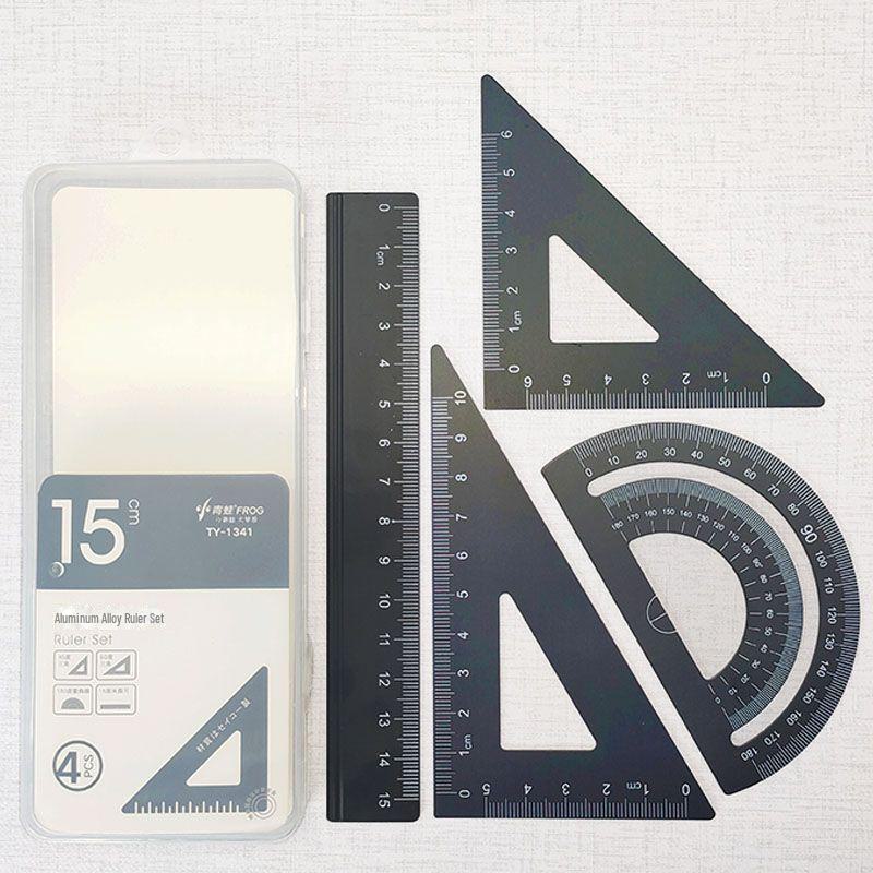 Multifunctional Pink Aluminum Alloy Ruler Set for Primary Students with Laser Engraving