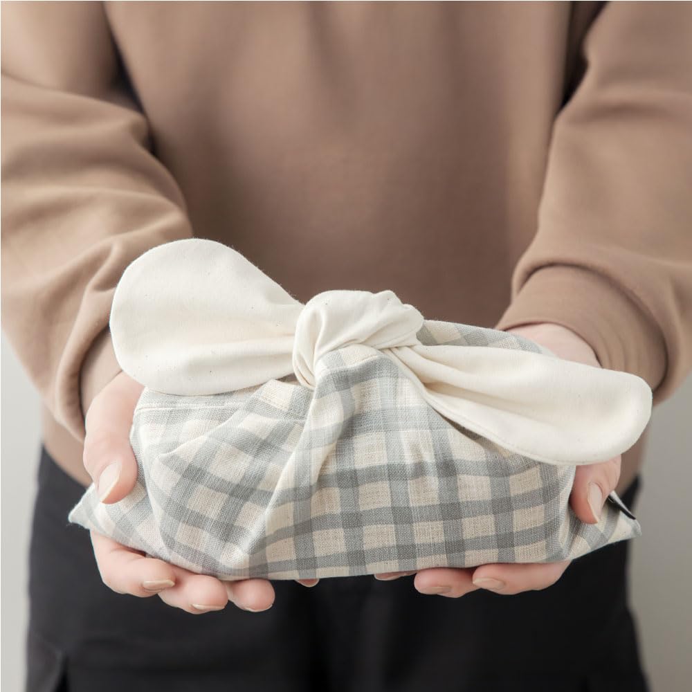 Lunch Bag Ribbon Check Blue Gray Main Unit Width 28cm X Height 18cm Ribbon Total Length 23cm Lunch Bag Made In Japan Cotton No Gusset Easy To Dry