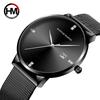 Men Rhinestone Watch Fashionable Luxury Business Style 40mm Simple Dial Stainless Steel Mesh Belt Japanese Quartz Movement Watch