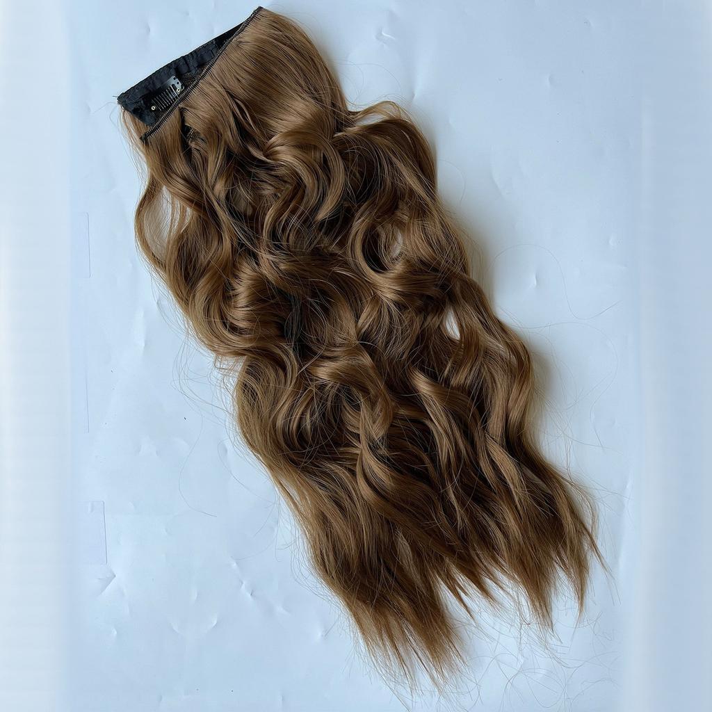 Wig Piece With 4 Clips Hair Fishing Linewave Curling Hair Extension Piece Female Long Curly Hair  Long Straight Hair Extension
