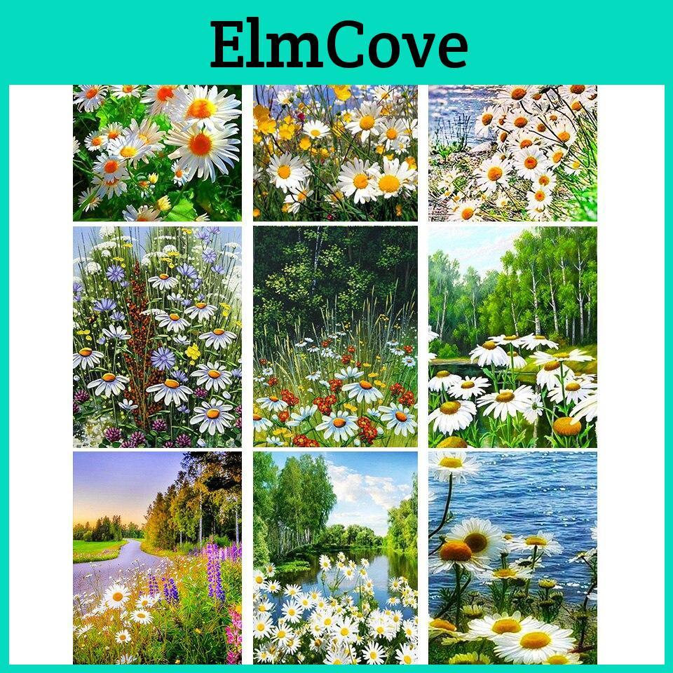 5d Painting Diamond Diy Daisy Flowers Kit Full Drill Round Embroidery Mosaic Picture With Rhinestones Home Decoration Gift