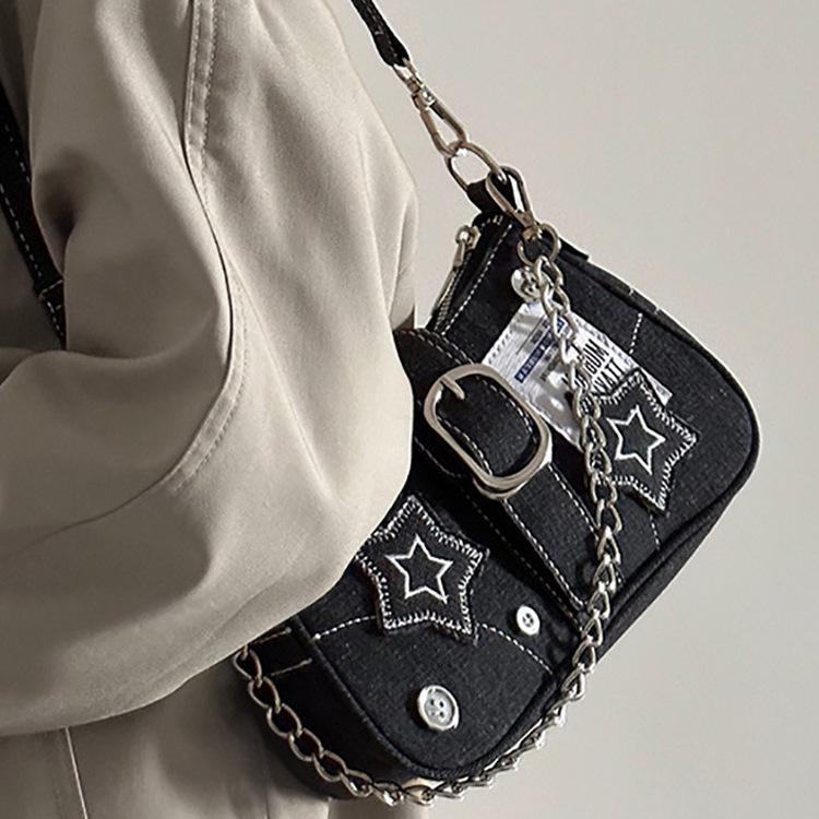 Y2K Spicy Girl Crescent Chain Denim Bag