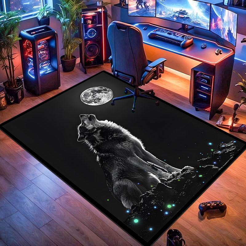 Wolf Pattern Rug, Non-slip Rug, Suitable for Living Room, Bedroom, Game Room, Computer Room and Home Décor.