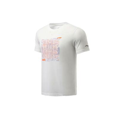 Li Ning Bežecká Séria Reflexné Pletené Športové Tričko s Krátkym Rukávom Pánske Vrcholy Biela ATSR485-1