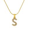 European & American Stainless Steel Diamond Alphabet Pendant Clavicle Chain Necklace for Women