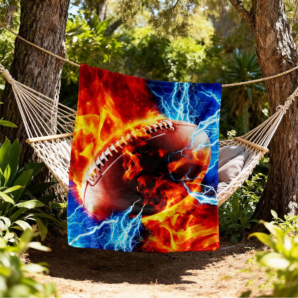 Fußball Feuer Außen Flanelldecken, Outdoor-Reise, Heimdecken, Fan-Geschenke, Geeignet für alle Jahreszeiten, Weihnachtsgeschenke. R1127012