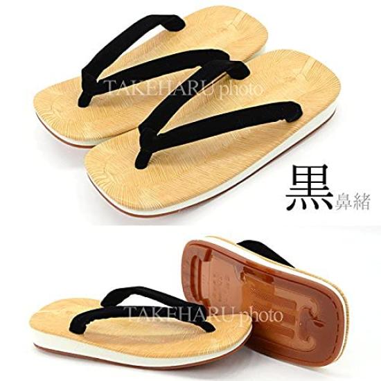 Takeharu Geta Gul Chiba Godisgummi och Svamp Storlek L Svarta Japansktillverkade Sandaler, Mönster, Sula, Herr, Sulor, (Standard),