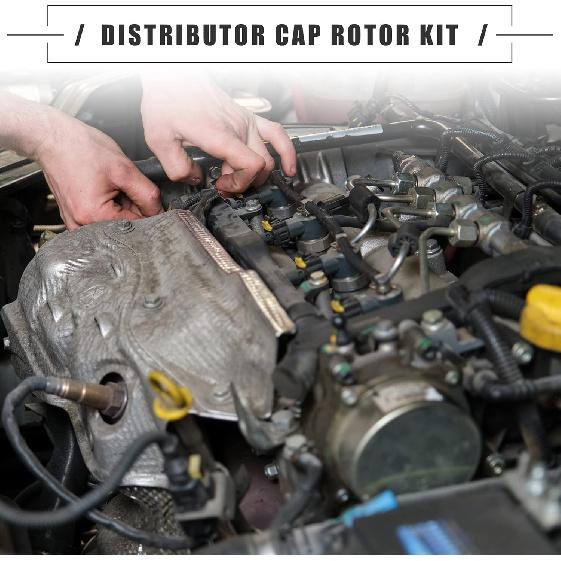 

Motoforti Ignition Distributor Set, Brass Terminals Distributor Cap and Rotor Kit, for GMC Sierra 1500 1999-2007, Plastic, 10452458 10452457, Black,