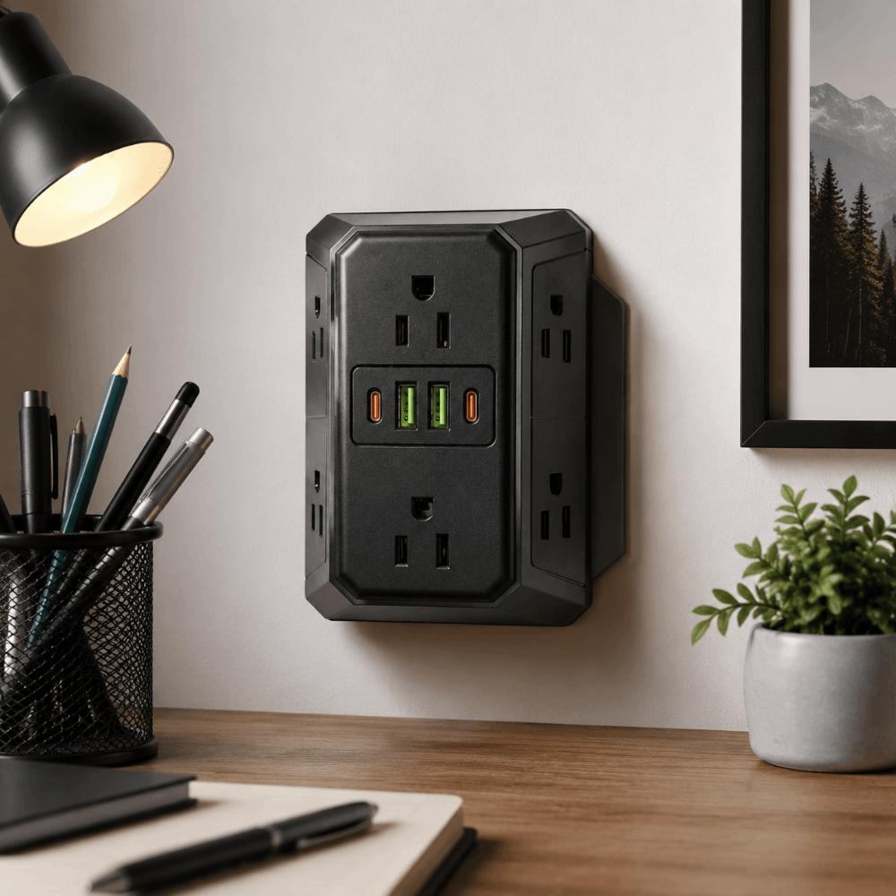 Flame-Retardant Material Multi Port Expander Multiple USB Ports USB Charger Socket for US Daily Use