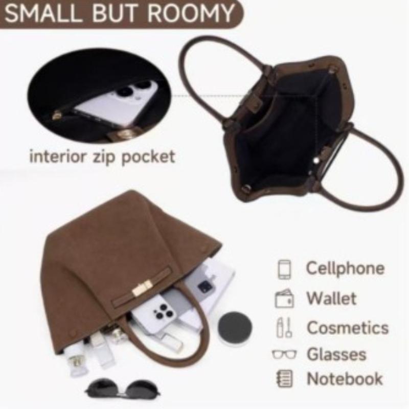 Borsa Tote in Camoscio Sintetico dal Design di Nicchia, Borsa a Mano di Lusso in Pelle Nabuk ad Alta Capacità, Borsa a Spalla Versatile per il Pendolarismo