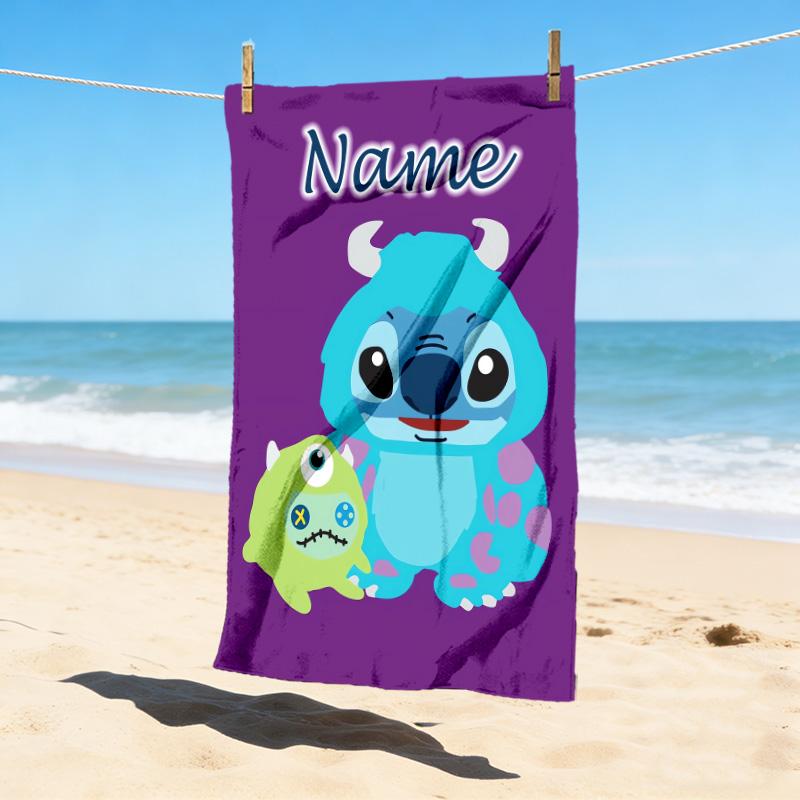 Custom Name Stitch's Sign Stylish Digital Printing Beach Towel Quick‑Drying Absorbent Blanket for Beach Pool Gym Travel