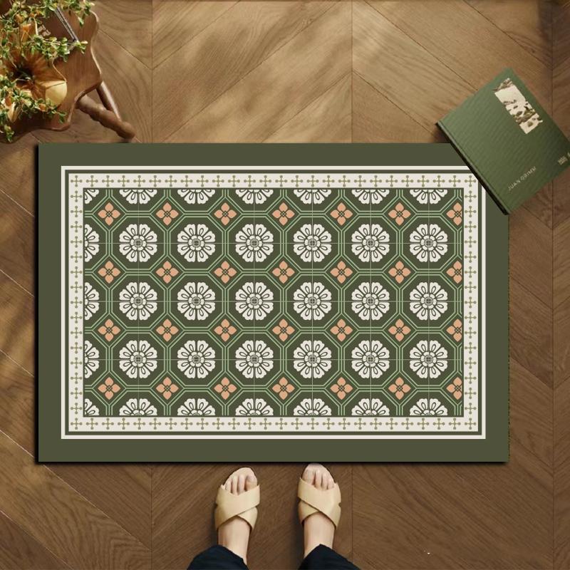 Custom Fast Water Drying Cushioned PET Friendly Bath Mat Super Absorbent Non-Slip Rubber Plaid Pattern Home Hotel Bathroom Use