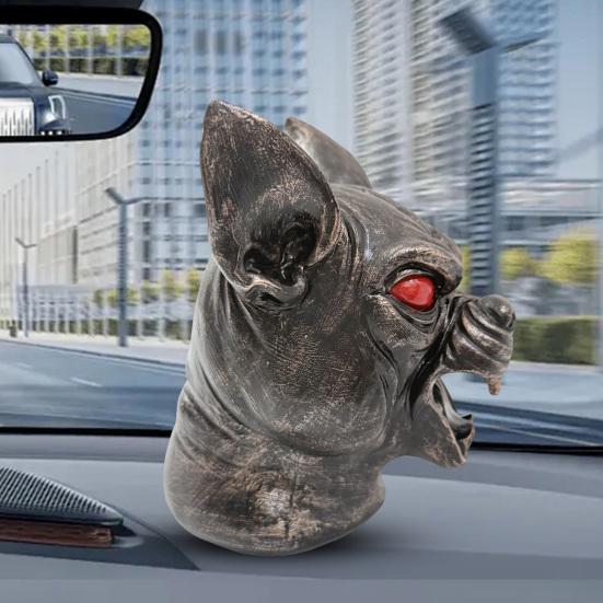 Demon Dog Car Hood Ornament Resin Sculpture with Red Eyes And Fangs Weather-Resistant Automotive Decor for Sedans Trucks Jeeps