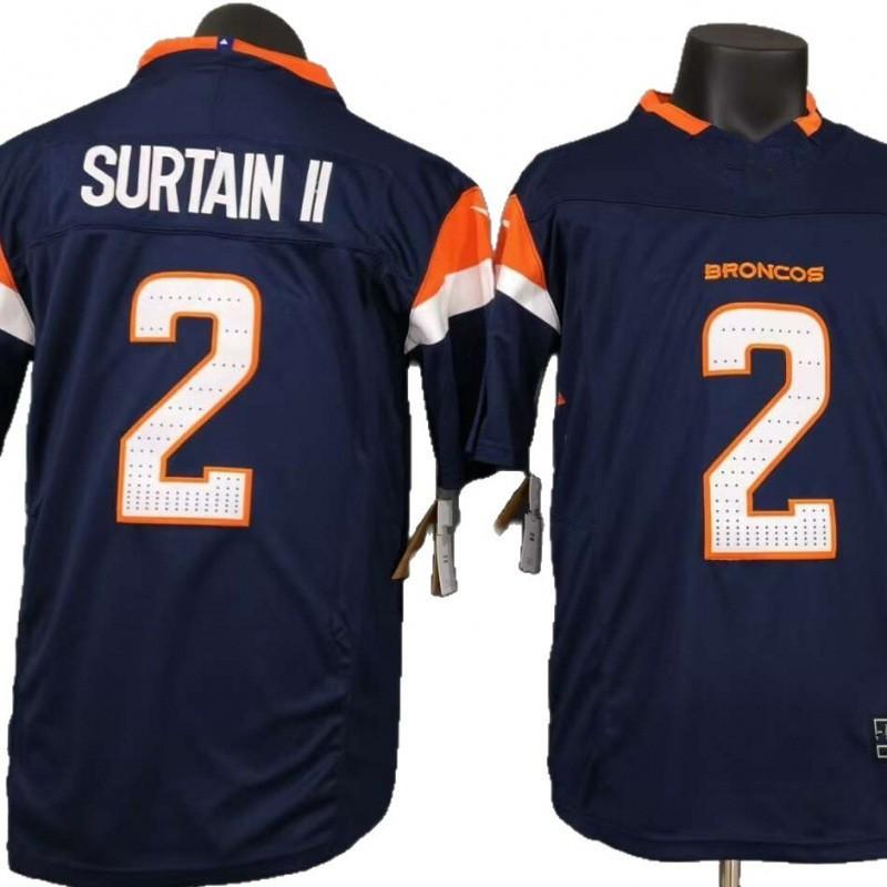 Mens American Football Jersey Retro Style Embroidered Team Deep Blue Cotton Blend Short Sleeve Top