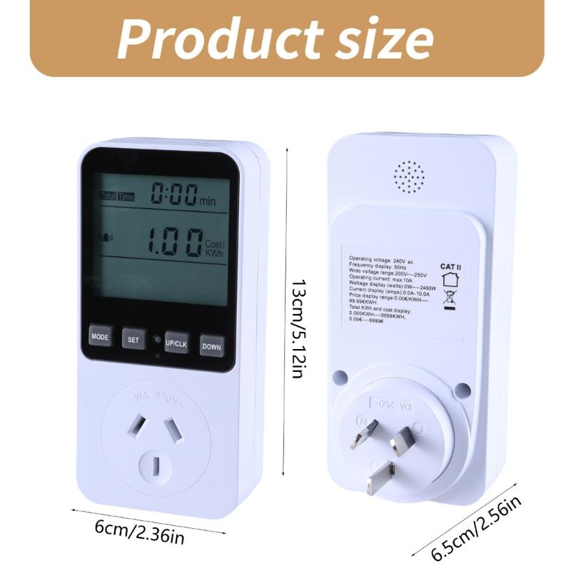 Electricity Usage Monitors Plugs Power Watt Voltages Meter with Digital LCD, Overloads Protections for Energy Saving