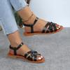 2025 Foreign Trade European and American Models Large Size Flat Bottom One Word Cross Elastic Band Casual Large Size Beach Sandals Sandals