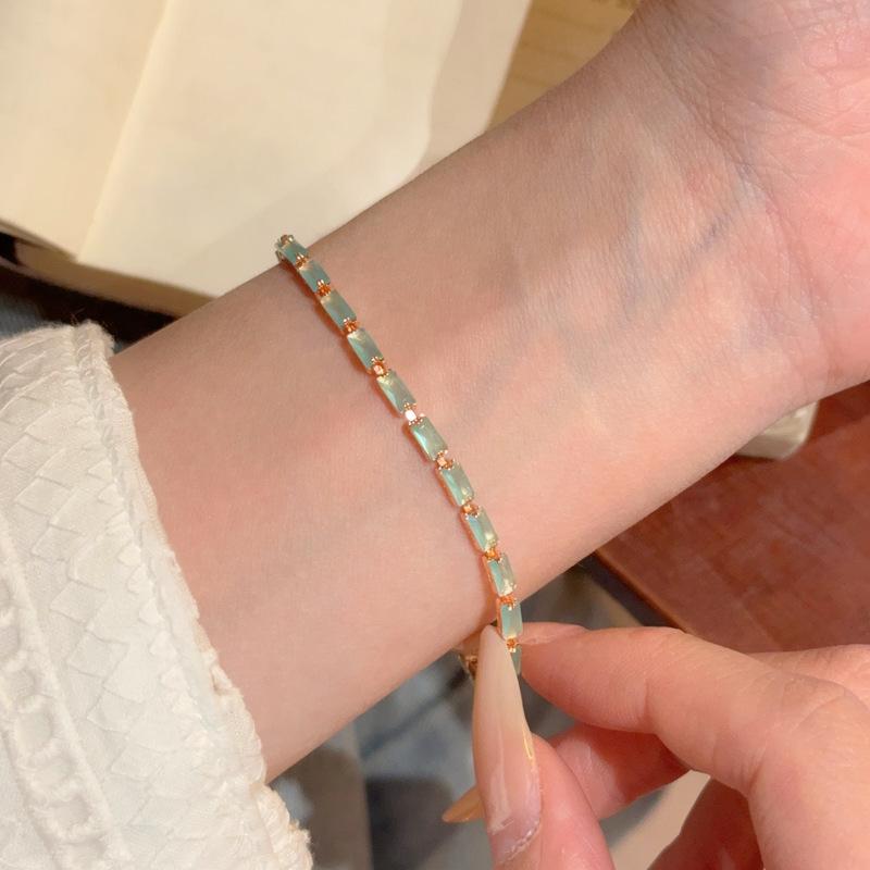 Elegant Silver Sea Blue Zircon Beaded Bracelet for Women - 2026 Niche Design Hand Jewelry
