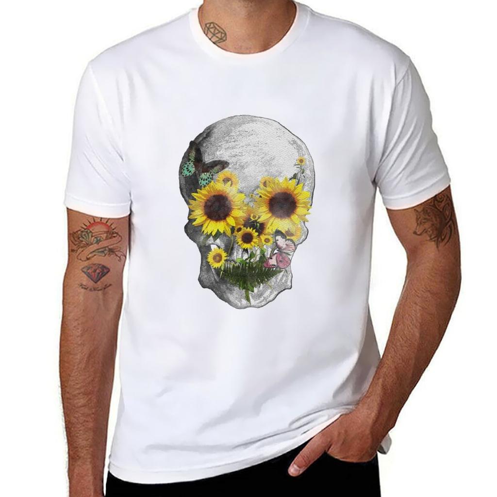 Skull And Flowerfloral Watercolor Tshirt Comfortable Daily Wear Tee Tshirt