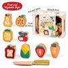 Conjunto de Brinquedos de Cozinha de Madeira para Brincadeiras de Faz de Conta Gancho Magnético Velcro Frutas Legumes Carne Sobremesa Brinquedos Educativos de Role Play