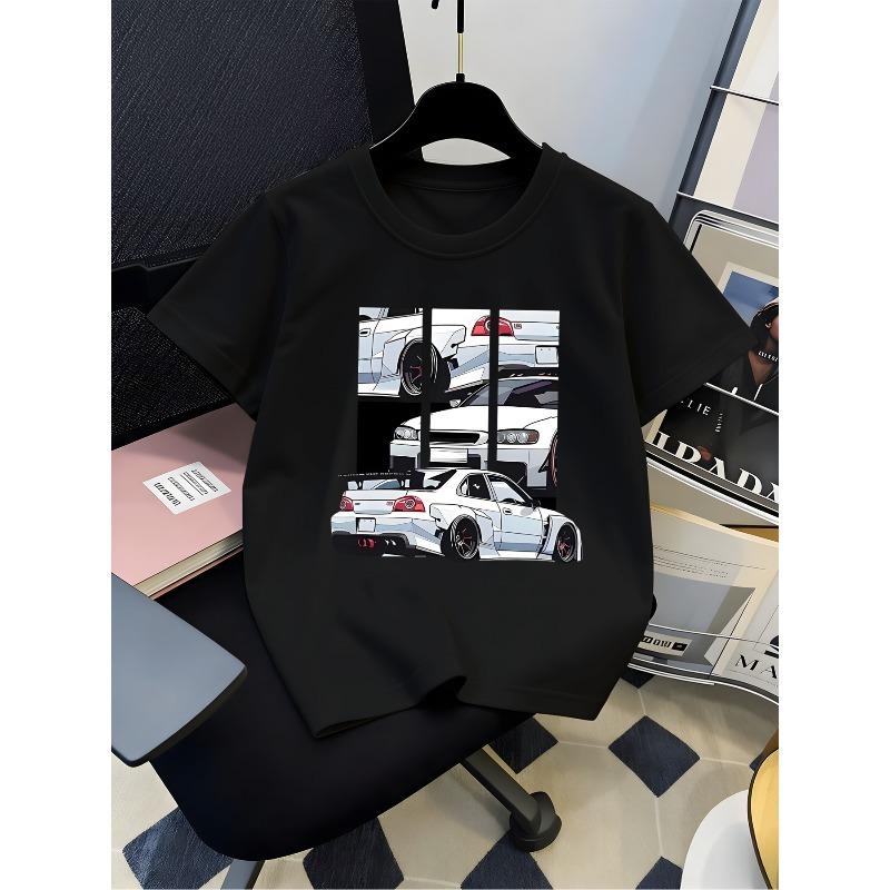 European sizes A Print T-Shirt, Suitable for Boys And Girls , Featuring Short Sleeves for Sports, Perfect for Summer Casual Wear