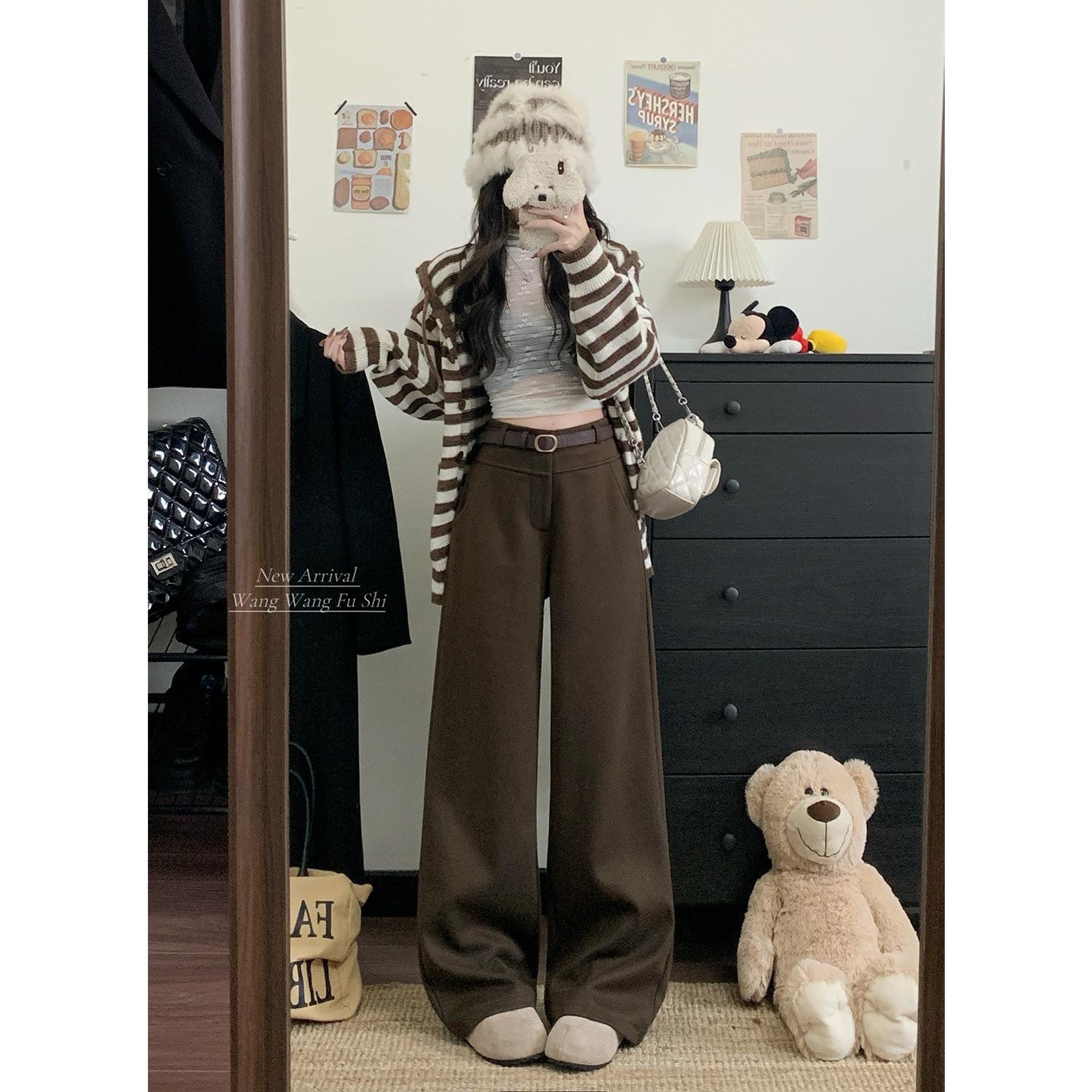 

High-Waisted Velvet Wool Wide-Leg Pants for Women - Autumn/Winter 2025 Collection XL