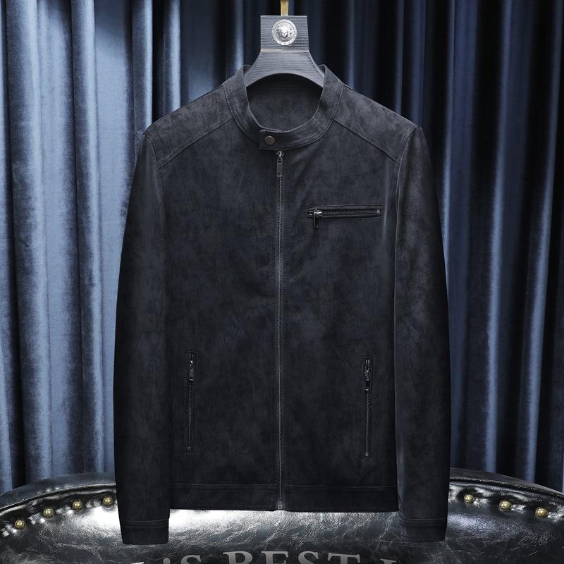 Осень 2025 новая мужская кожаная куртка тренд мода корейская версия узкая кожаная куртка повседневная универсальная куртка 9117 M
