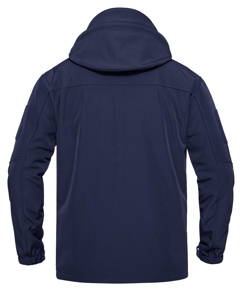 KEFITEVD Winter Mountain Softshell Cold Weather Hooded Jumper with Size 2XL Men's Jacket, Parka, Hiking, Trekking, Pockets, Navy,
