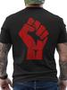 Black T-Shirt for Men Featuring Red Raised Fist Design On The Back An Eye-Catching ProtesT Shirt Ideal for Social Justice Causes