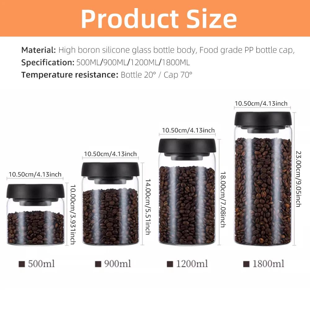 Vacuum Sealed Jar Coffee Bean Storage Bottle Kitchen Food Grain Tea Glass Jar Fresh Storage Jar Kitchen Accessories Kitchen Jars