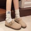 2026 New Fashion Shoes Winter New Round Toe Suede Metal Buckle Soft Platform Sole Non-slip Wear-resistant Flat Shoes