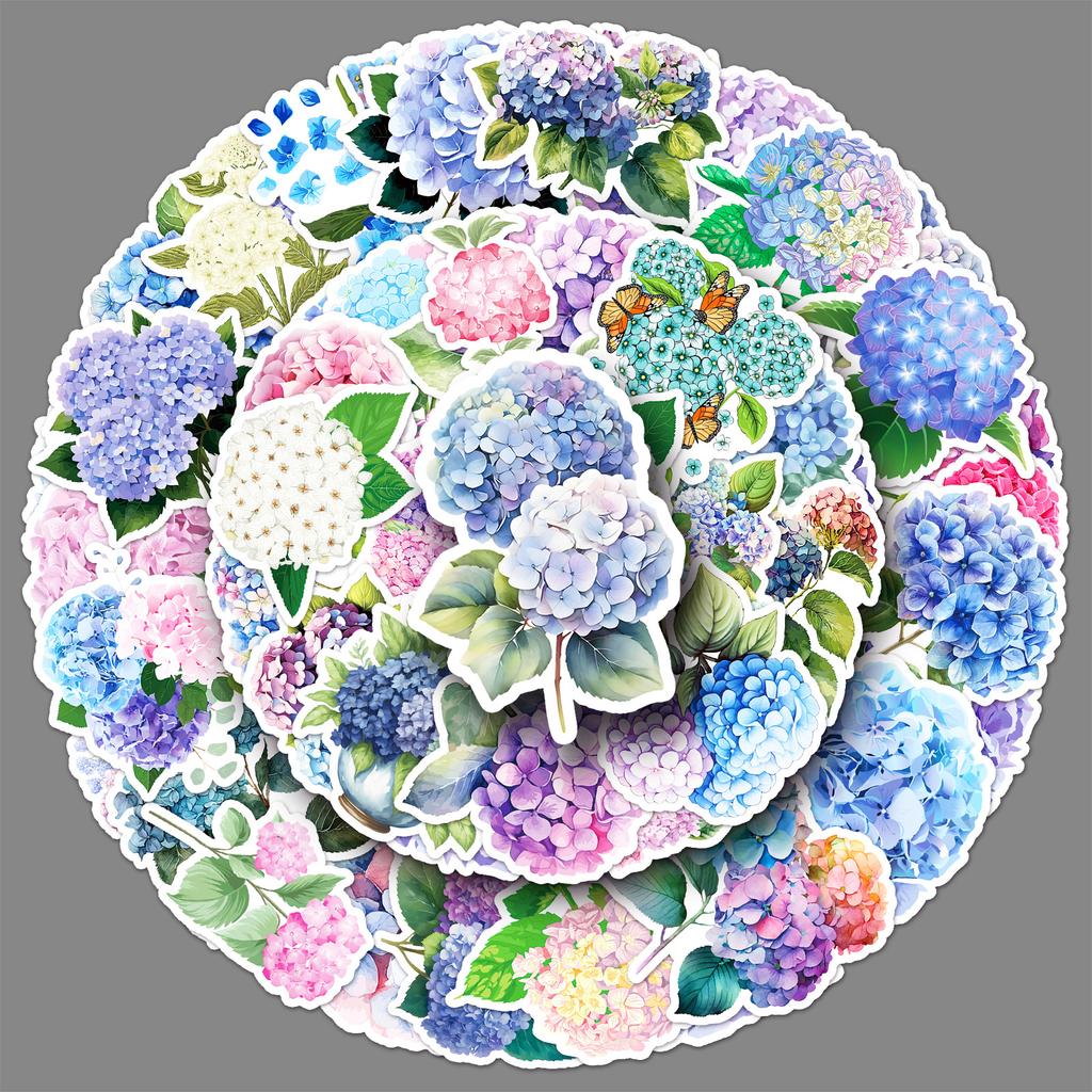 50 Hortensien Graffiti Aufkleber Personalisierte Kleine Frische Blumen und Pflanzen Dekoration Handy Computer Wasserbecher Aufkleber