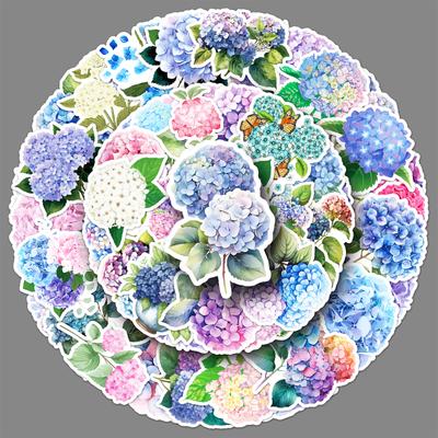 50 Hydrangea Graffiti Stickers Personalized Small Fresh Flowers and Plants Decoration Mobile Phone Computer Water Cup Stickers