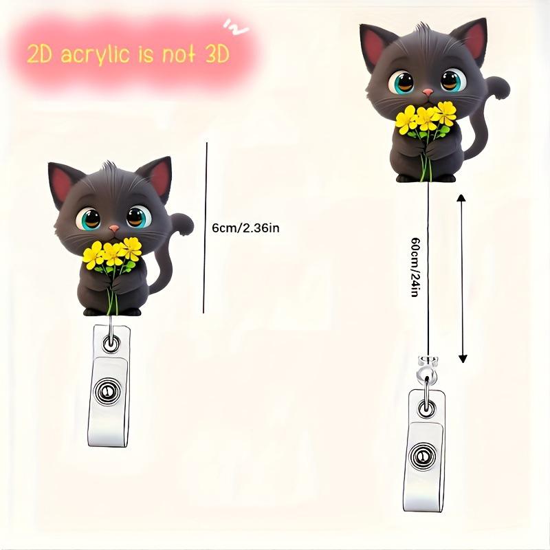

Выдвижной акриловый держатель для бейджа с котенком и цветком Standard