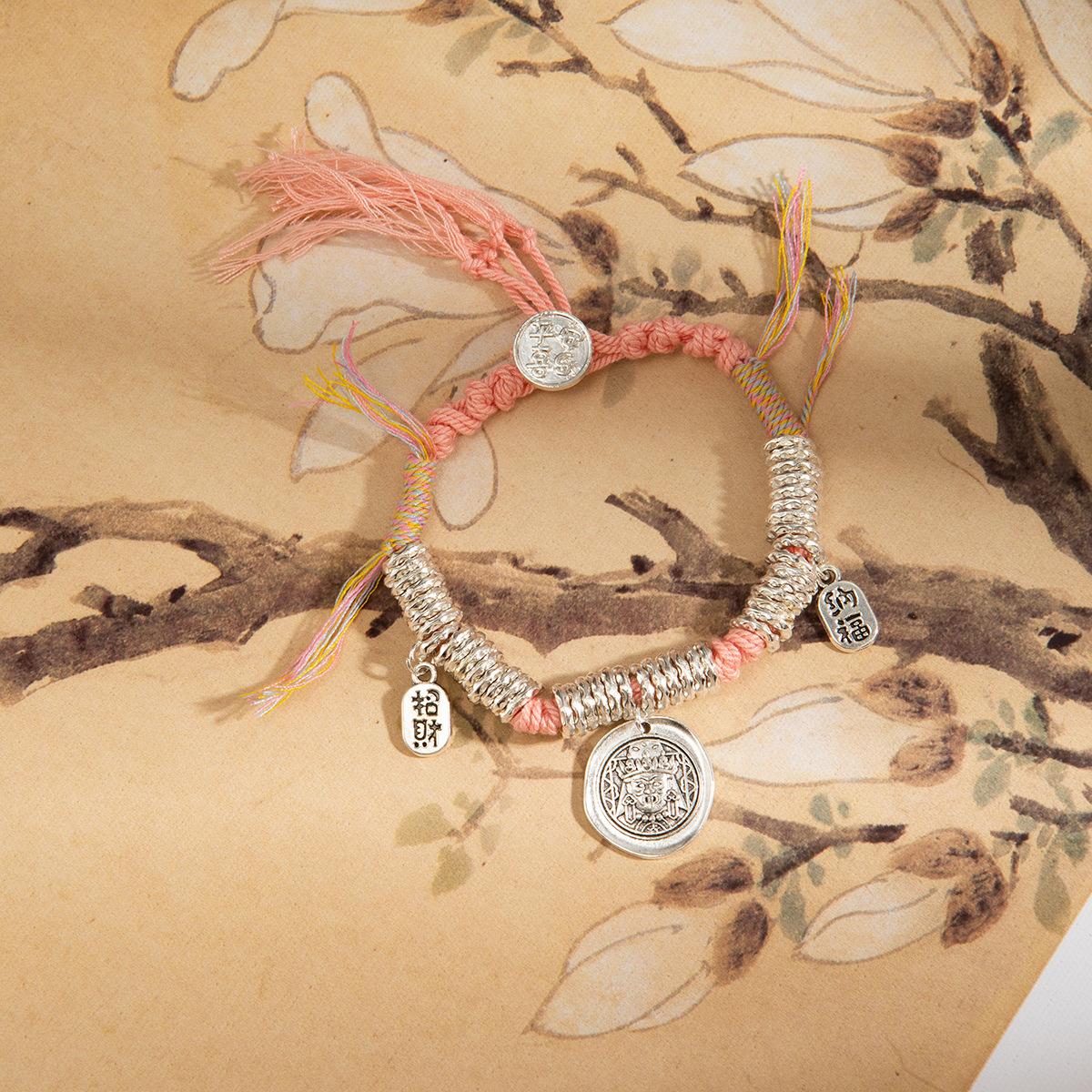 Плетеная Цветная Веревка Пухлый Амулет Благословения Браслет, Тибетский Ретро Нишевый Дизайн Сладкие Украшения