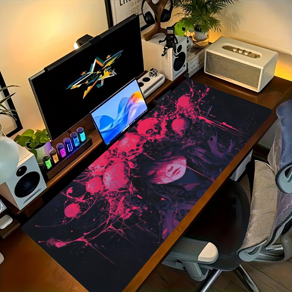 Horror Girl Mouse Pad Large Computer Office Game Table Mat Rubber AntiSlip Stitched Edge Keyboard Mats 90x40 Xxl Desk Pads