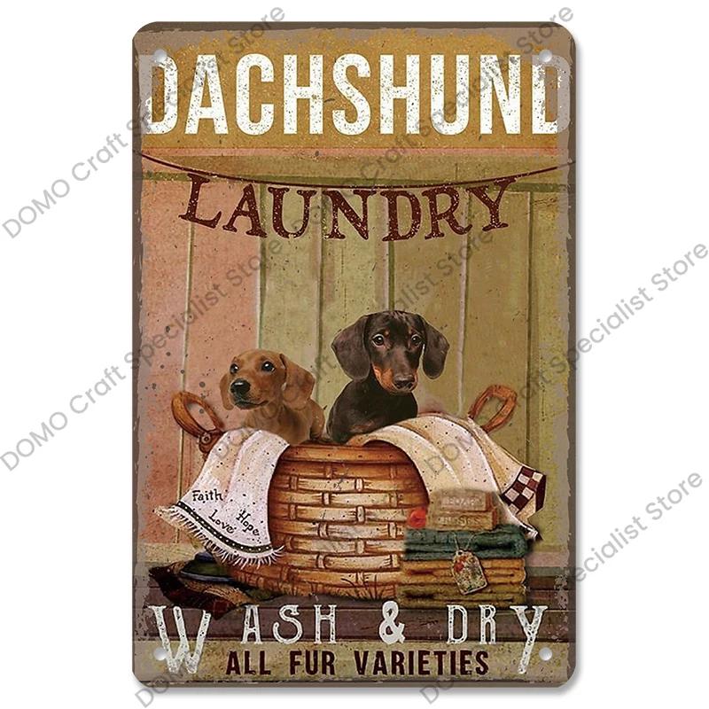 Pet Dog Dachshund Plaques Vintage Metal Plate Drink Coffee Wine Read Book Metal Tin Signs Wall Decor for Bar Pet Shop House