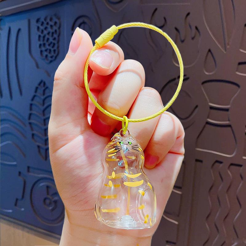 Blue Transparent Cat Hair Gashapon Keychain Storage Capsule