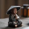 Black Pottery Buddhist Monks Miniature Figurines Buddha Statue Sculpture Tea Filter Funel Set Ornaments Home Docor Decoration
