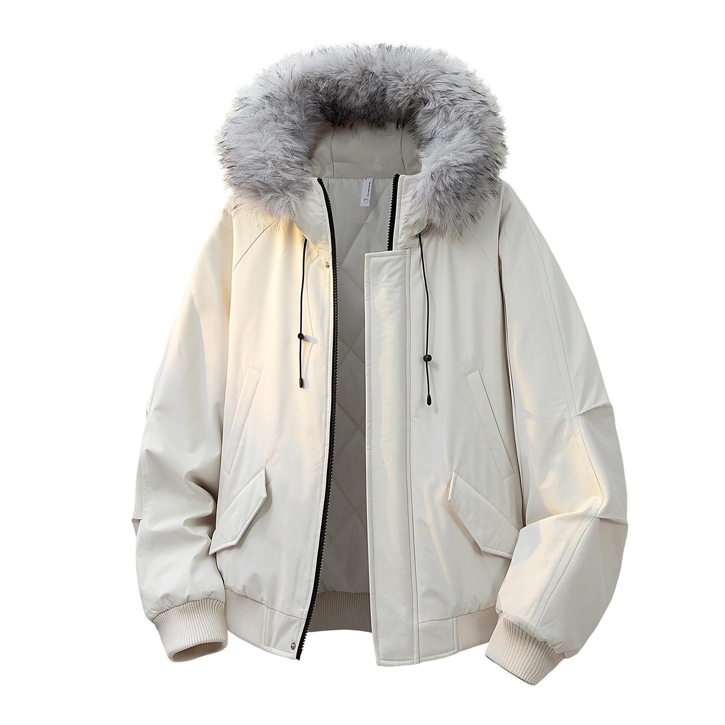 

Unisex Winter Parka with Detachable Fur Collar - Warm, Thickened Cotton Hooded Jacket XL
