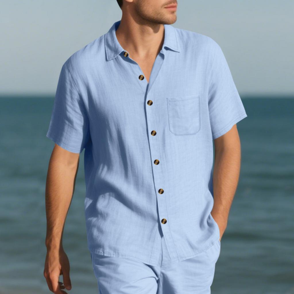 Men's Woven Fabric   Breathable   Business Short-sleeved Large-sized Shirt