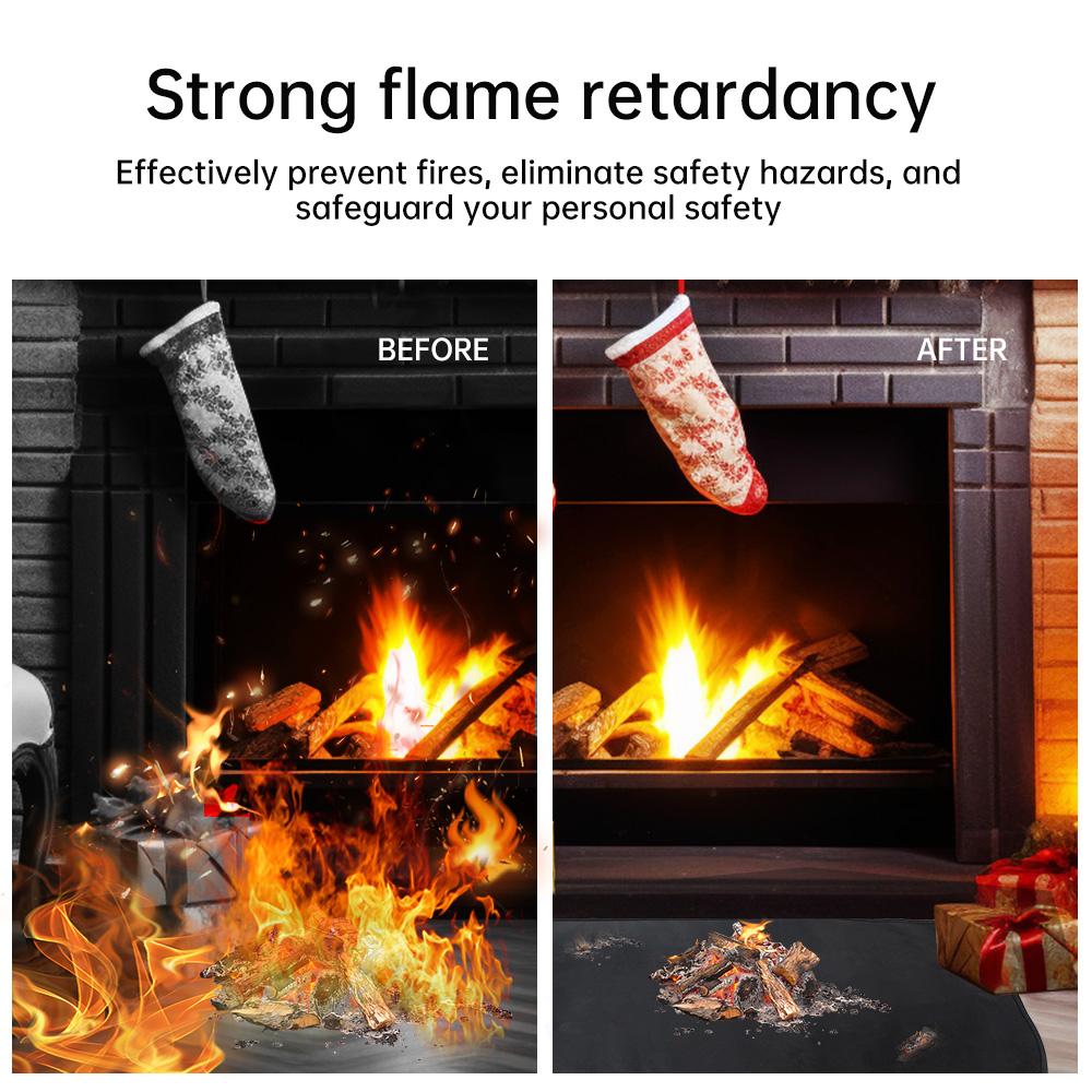 0.5MM Semi-Circular Fireplace Pad Fiberglass Silicone Fireproof Pad Flame-Retardant Heat-Resistant For wood Stoves Fireplaces