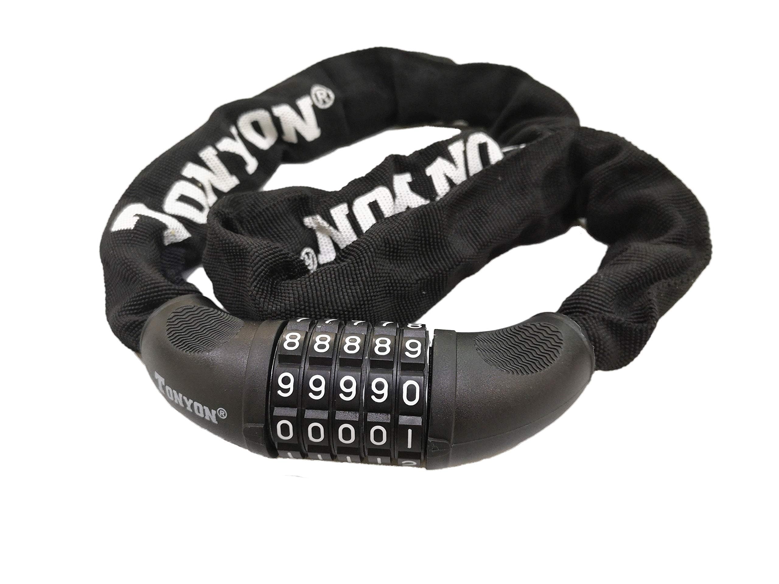 

Steel Chain Combination Customizable for Bicycles and Approximately 90cm Lock, 5-Digit Lock, Keyless, Password, Motorcycles, Black, Long, Anti-Theft, чёрный