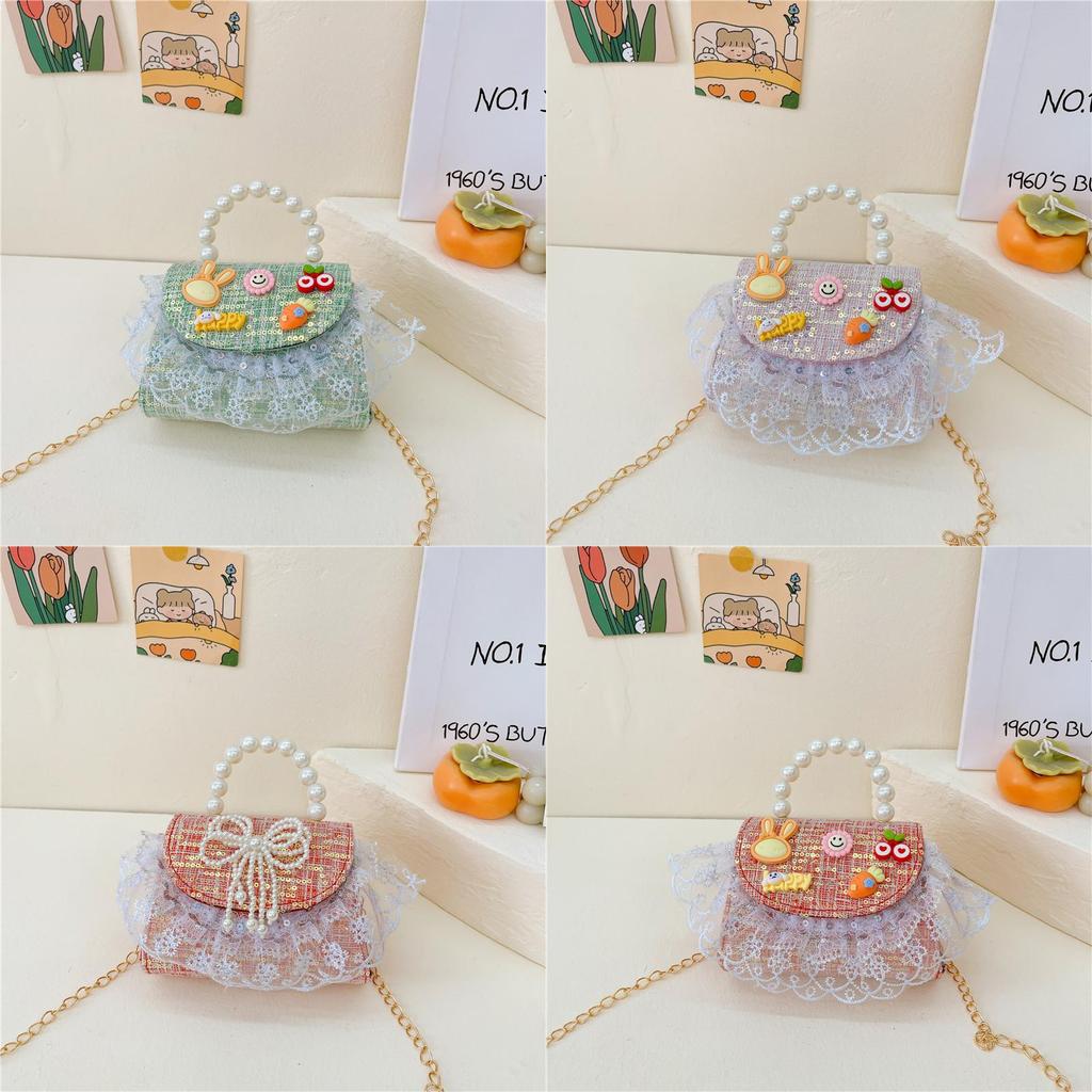Girls Kids Shoulder Bag Made Of Fine Fiber With Cute Spliced Pattern