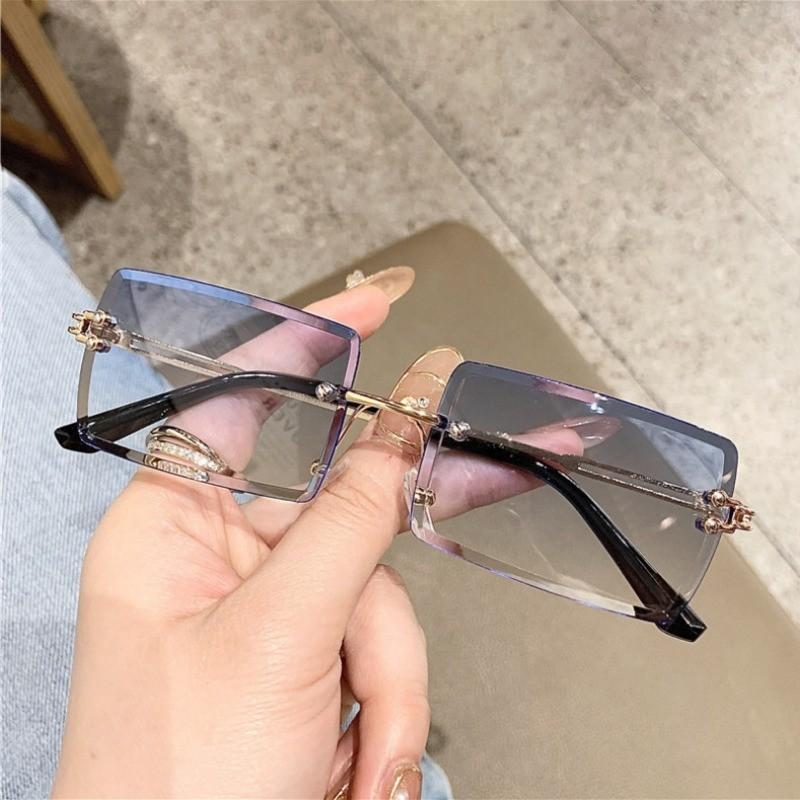 

Стильные модные очки без оправы с градиентом для женщин - шикарные повседневные очки, идеально подходящие для модных заявлений и повседневной носки синий