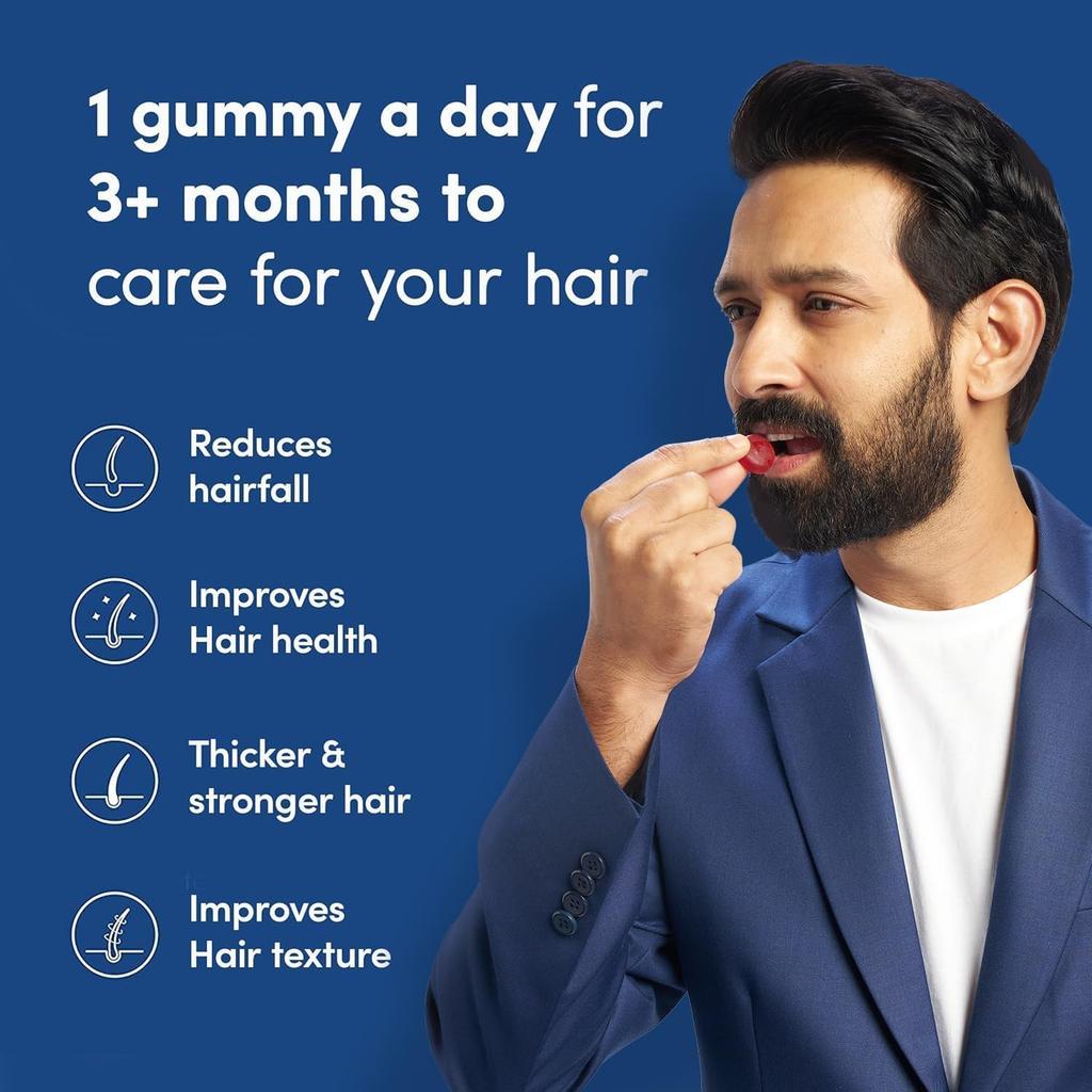 Man Matters Biotin Hair Gummies 60 Count No Added Sugar Vegetarian Chewables For Daily Hair Nutrition And Shine