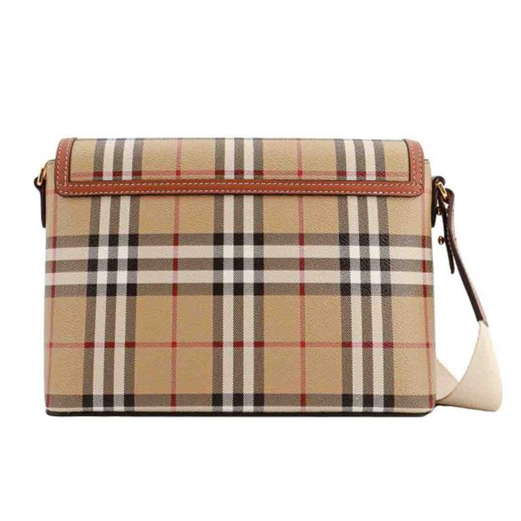 Burberry Vintage Check Leather Crossbody Bag, Luxury Gold-Tone Hardware Adjustable Strap Shoulder Bag for Women Daily Commute & Casual Outing 80920671