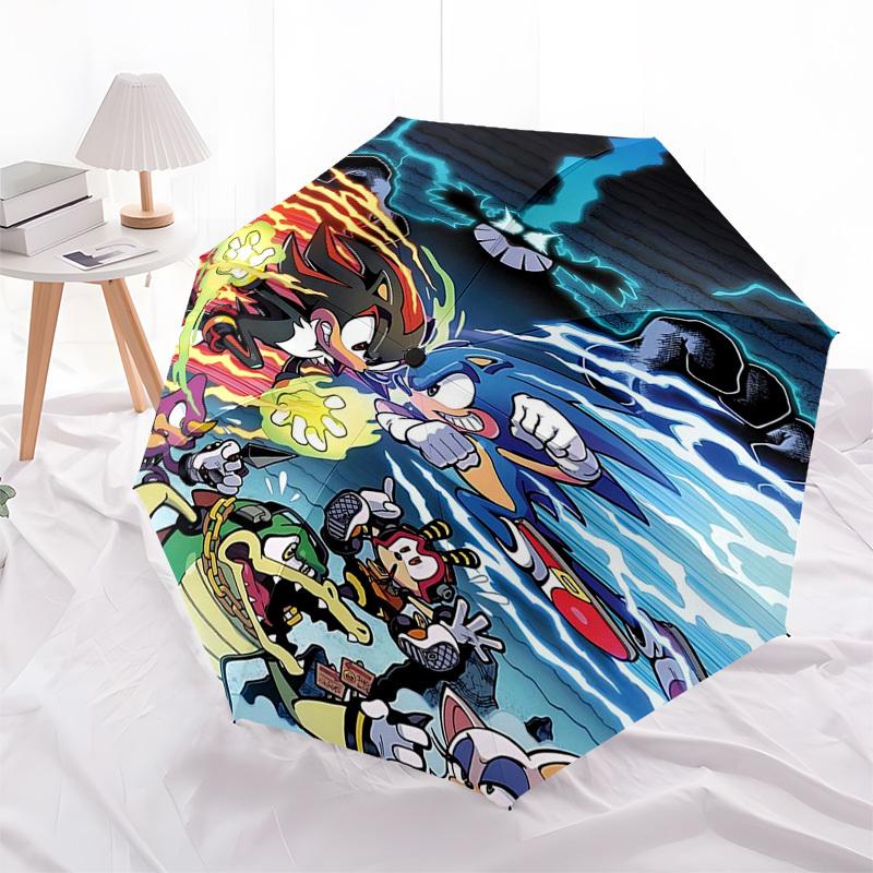 

1pc Powerpuff Girls Stained Glass Auto Open Close Umbrella, Portable Tri-Fold Design with 8-Bone Iron Frame, Outdoor Umbrella, Ideal Gift for Fans, Tr