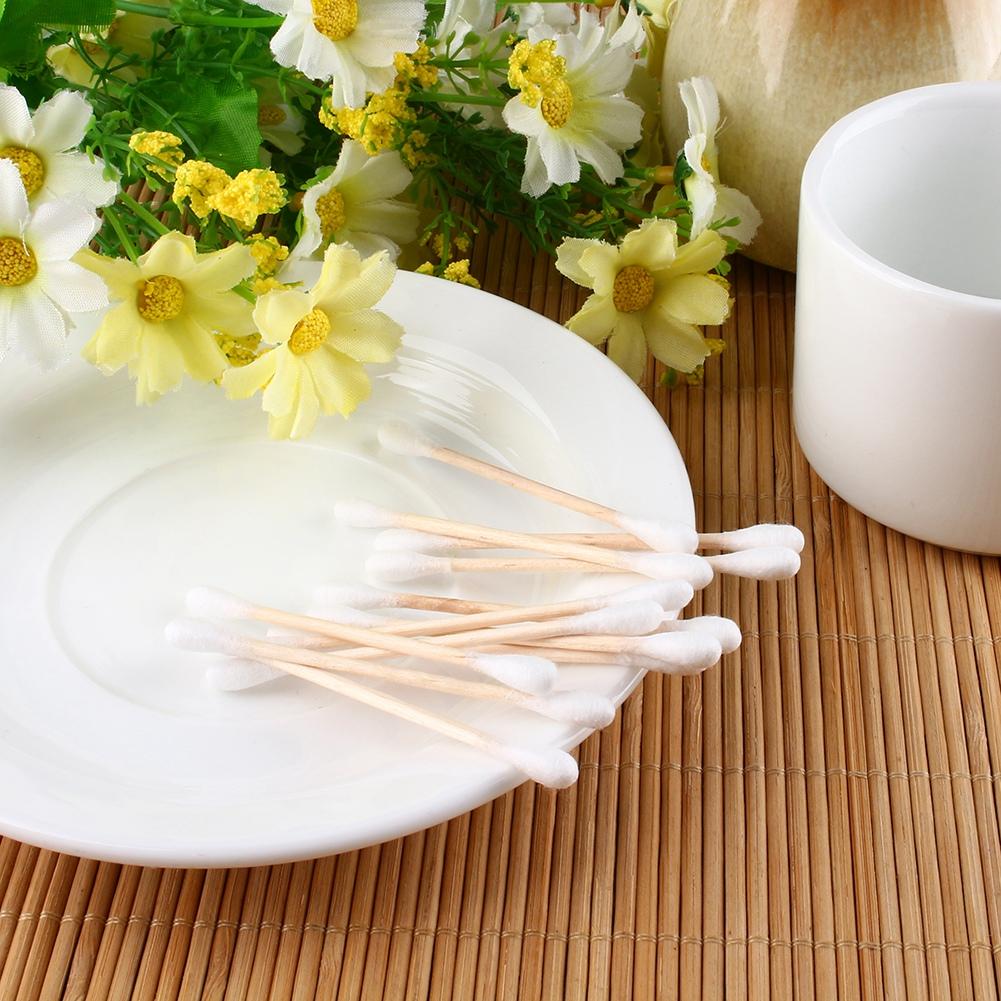 80PCs Pack High Quality Cotton Swab Double Head Health Wood Makeup Brushes Cosmetics Ear Clean
