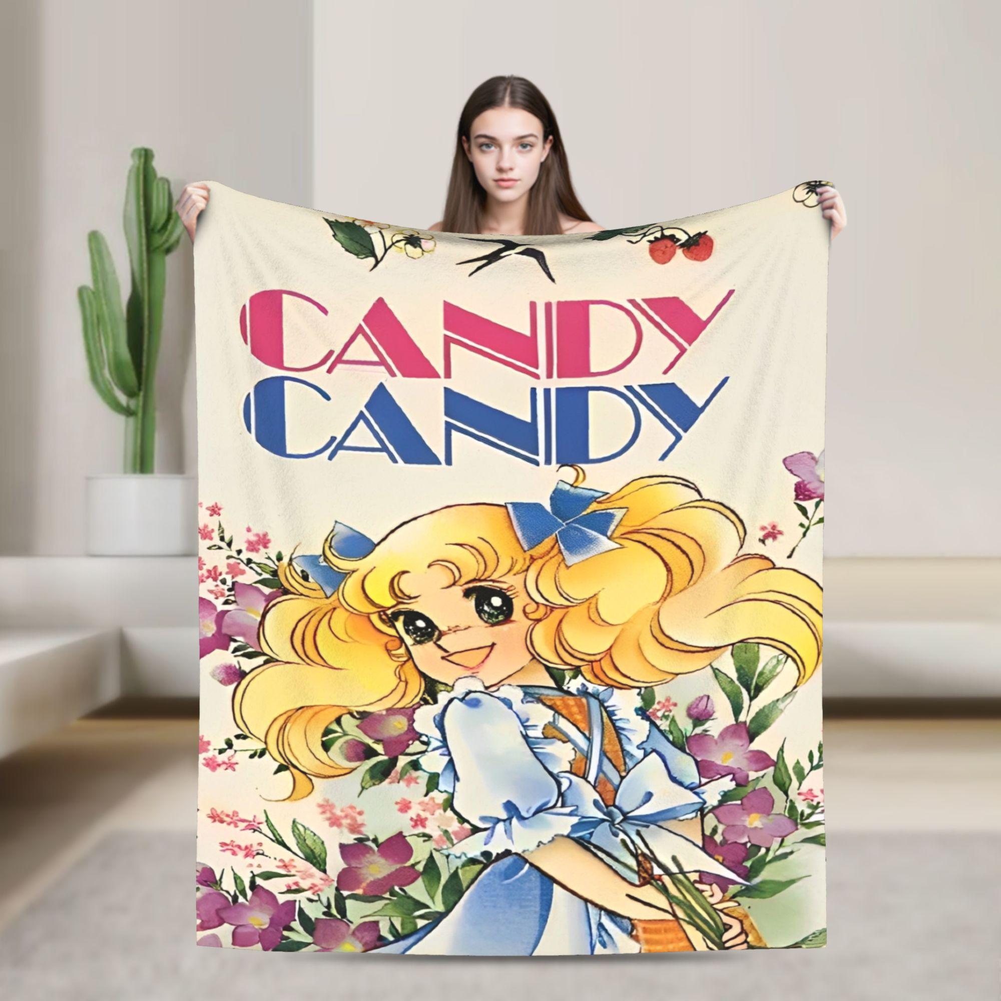 Candy Candy Cartoon Anime Blanket Flannel  Super Warm Throw Blanket for Outdoor Travel Bedspread 76x102cm 30x40in